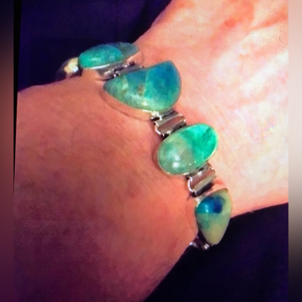 Chrysocolla 925 Sterling Silver Bracelet